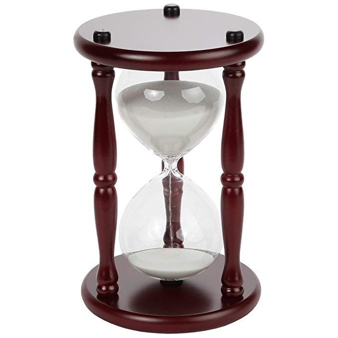 Lily's Home 60-Minute Hourglass Sand Timer with Cherry Finished Wood Base, Stylish Centerpiece for Home or Office Use, Ideal Gift for Executive, Chef or Kitchen Connoisseur (9.5