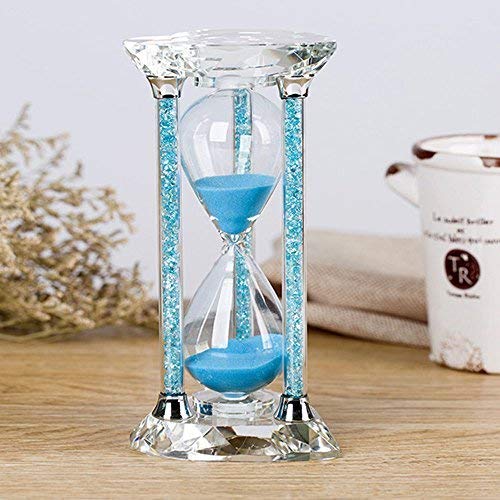 Borway 30 Minute Hourglass Timer, Heart Shaped Sand Timer with Sparkling Pillars, Eye-Catchy Blue Sands Clock for Home Kitchen Office Décor Christmas Gift (30 Min, Blue,1 Pack)