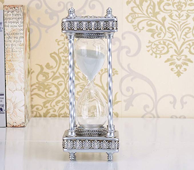 European Style 10-inch 30 Minutes Hourglass Sand Timer Decoration (Silver)