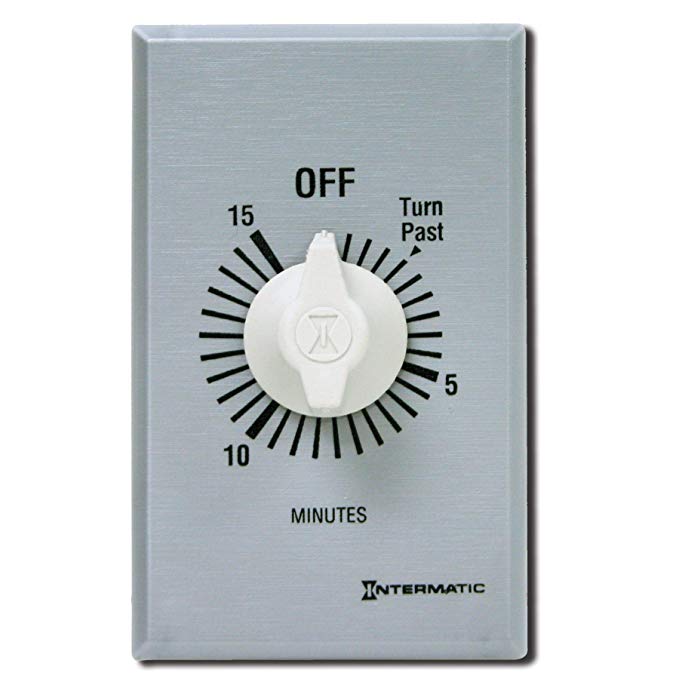 Intermatic FF315M 15-Minute Spring Loaded Wall Timer, Brushed Metal Finish