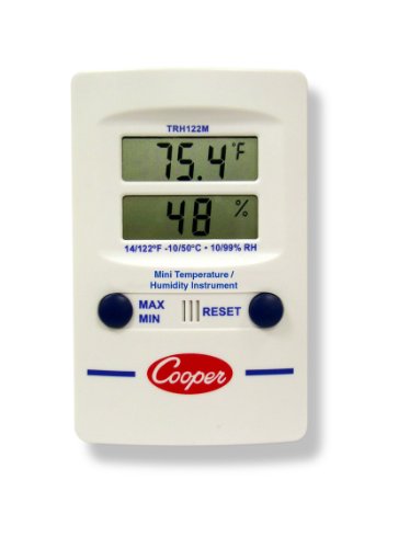 Cooper-Atkins TRH122M-0-8 Digital Mini Temperature/Humidity Dual-Display Wall Thermometer, 14/122° F Temperature Range