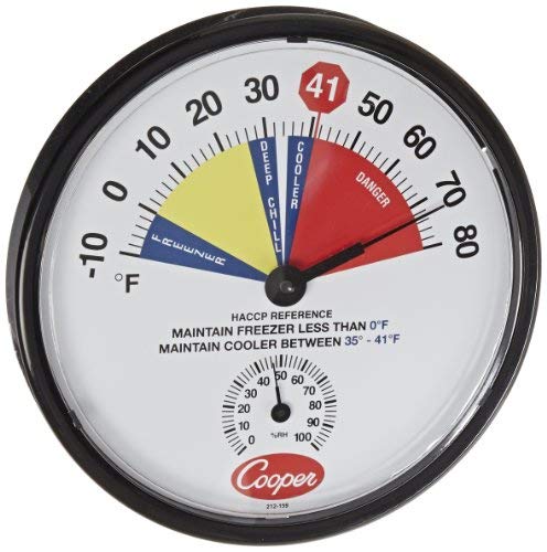 Cooper-Atkins 212-159-8 Bi-Metals HACCP Cooler/Freezer Thermometer, 10 to 80 degrees F Temperature Range
