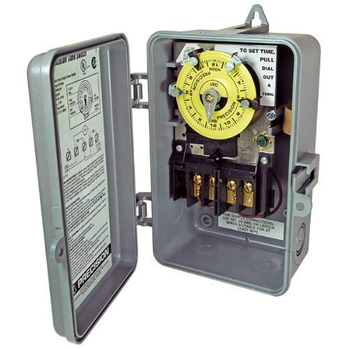 Precision CD104 - 24 Hr. Dial Time Switch - NEMA 3R Raintight Plastic Case - Gray Finish - DPST - 40 Amps - 208-277 Volt