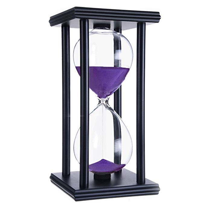 45 Minutes Hourglass, iPhyhe Sand Timer with Black Wooden Frame (Purple Sand)