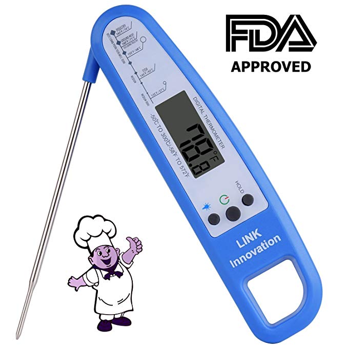 Neatmaster Digital Instant Read Meat Thermometer with LCD Screen ,Long Foldable Probe-Best Cooking Thermometer Auto Shut-OFF for Pork,Grill,BBQ