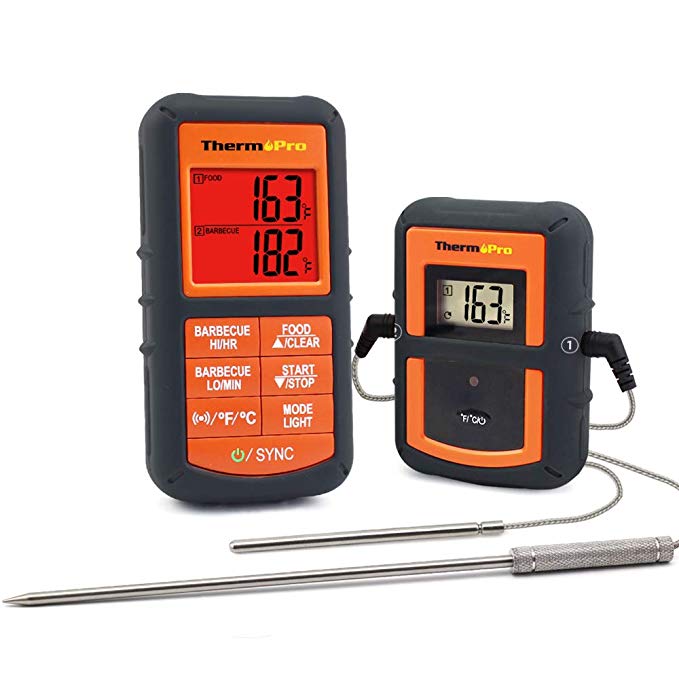 ThermoPro TP-08S Wireless Remote Digital Cooking Meat Thermometer Dual Probe for Grilling Smoker BBQ Food Thermometer - Monitors Food from 300 Feet Away