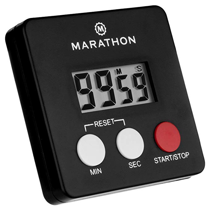 MARATHON TI080006BK-25PK Digital Kitchen Timer with Big Digits, Loud Alarm, Magnetic Back with Clip and Stand-Black, Batteries Included