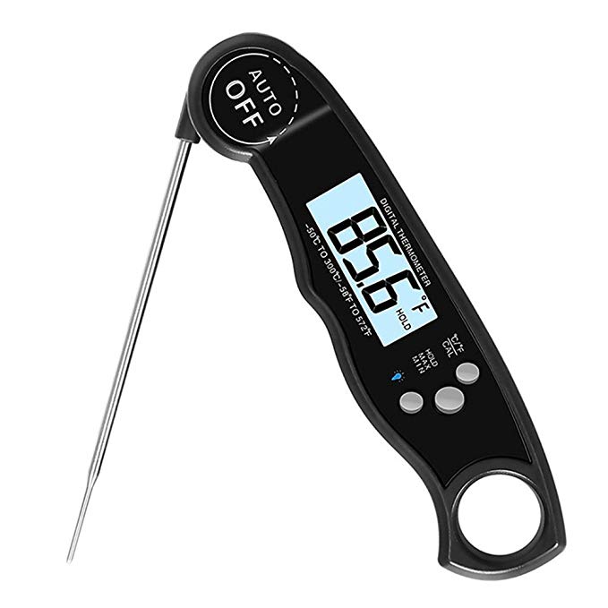 Eocol Instant Read Meat Thermometer, Ultra Fast Count Cooking Thermometer, Magnetic Digital LCD Food Thermometer with Foldable Probe, Waterproof Thermometer for BBQ, Grill, Smoker, Milk and Candy