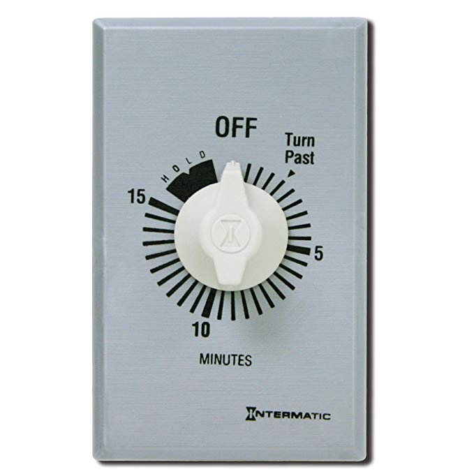 Intermatic FF15MH 15-Minute Spring Loaded Wall Timer, Brushed Metal